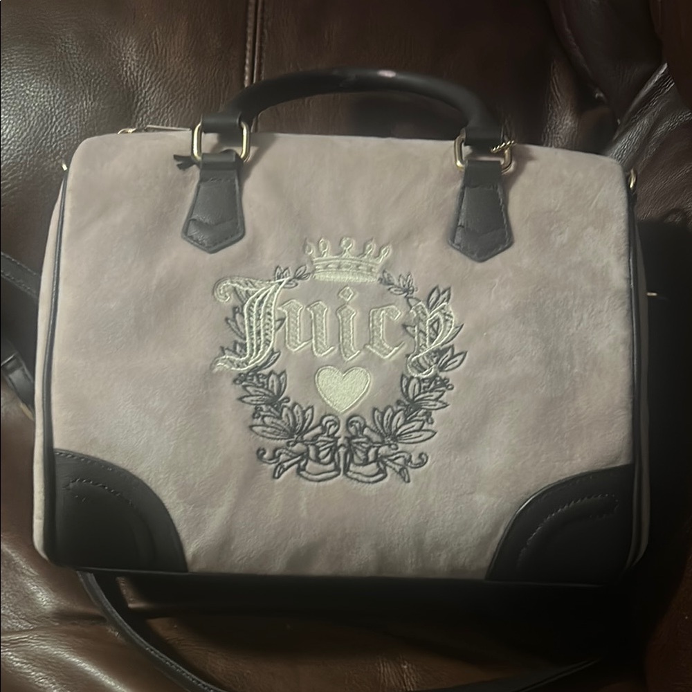 Juicy Couture baby pink and Black Embroidered Bag